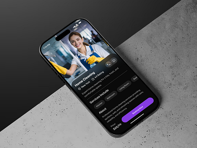 Home Service App – Service Detail Page UI Design app app design detail page home maintenance app home repair app home service app ios mobile mobile app service app service detail service detail ui