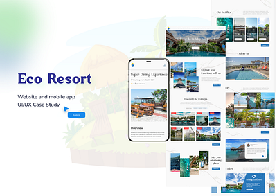 Eco Resort: Resort Booking Platform app booking case study eco resort figma landing page mobile app resort resort booking responsive web design ui ui design uiux uiux case study uiux design ux ux design web design website