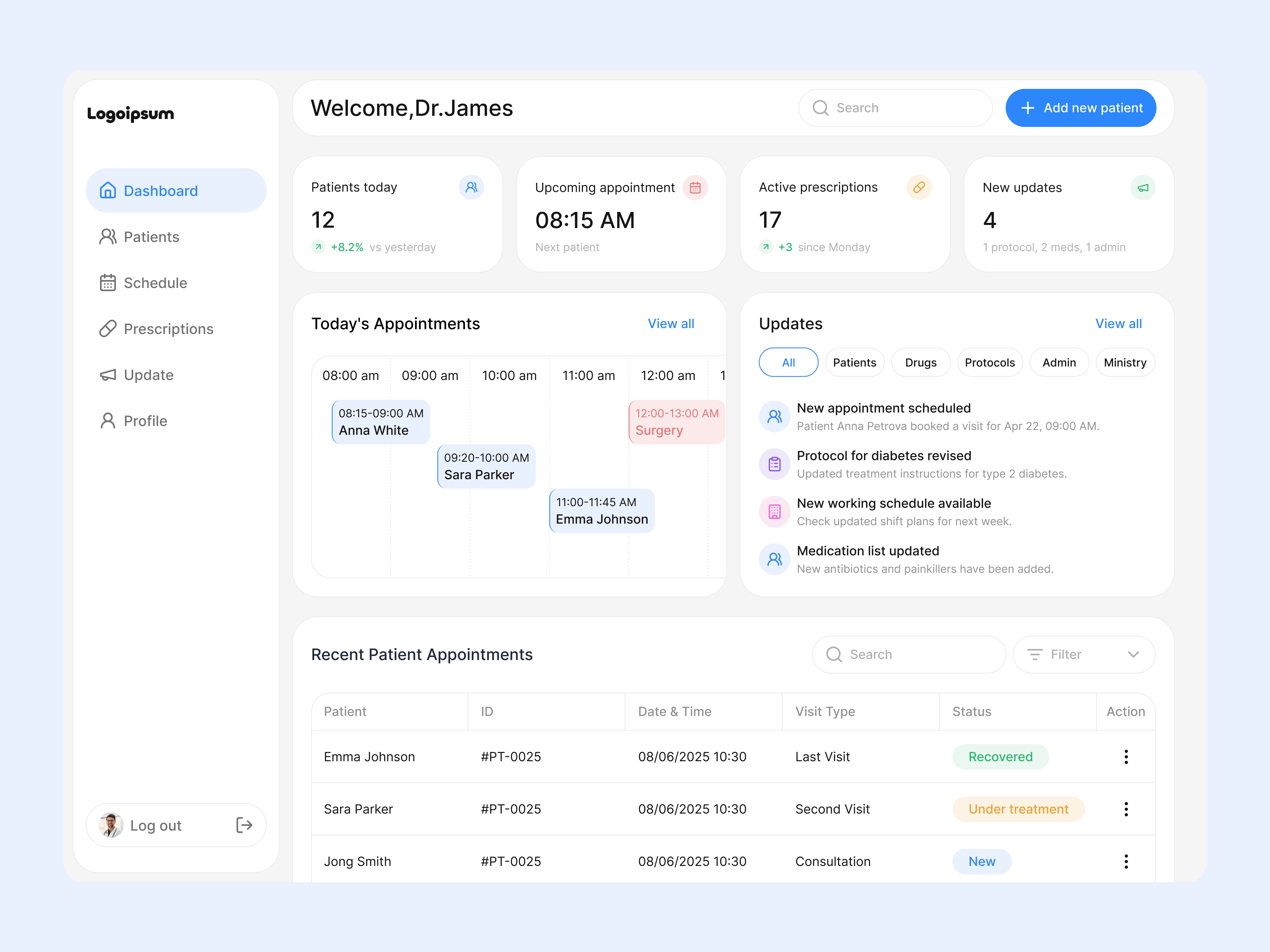 Medical Platform calendar health medic patients ui ux