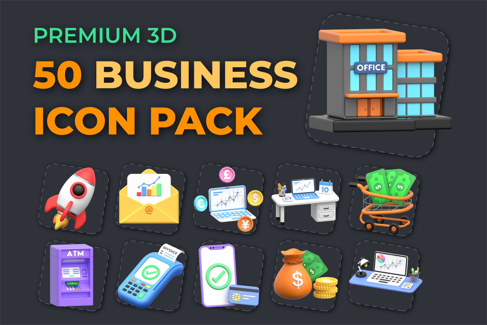 My Newly Published Business Pack on Iconsout. 3d business e commerce icon icon design illustration office startup