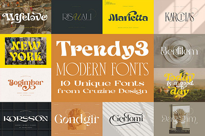 Trendy & Modern Fonts 3 - 10 Sets artistic font big bundle creative font deal display font font bundle luxury font modern sans modern typography serif font trendy modern fonts 3 10 sets trendy font