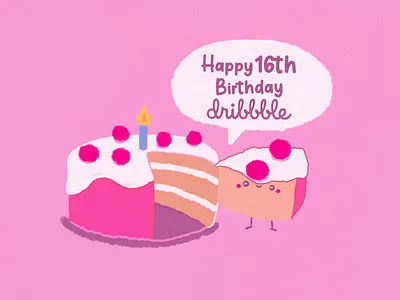 Happy Sweet 16 Dribbble 2d animation animation birthday cake dribbble graphic design illustration motiongraphics pink stop motion sweet 16