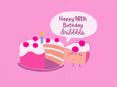 Happy Sweet 16 Dribbble 2d animation animation birthday cake dribbble graphic design illustration motiongraphics pink stop motion sweet 16