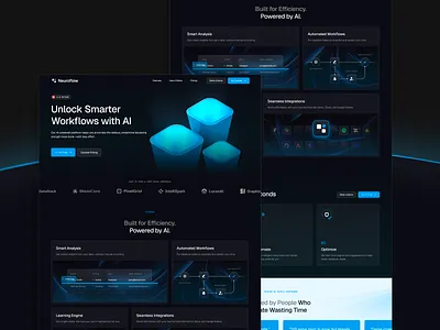 Neuroflow - AI SaaS Landing Page Template ai creative dark theme design figma landing page saas ui website