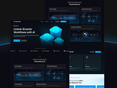 Neuroflow - AI SaaS Landing Page Template ai creative dark theme design figma landing page saas ui website