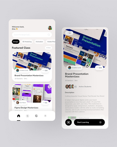 Design Courses UI — Learn, Grow, Create figma ui uiux