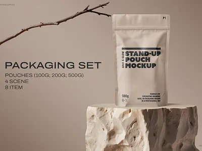 Stand-Up Pouch PSD Mockup Set food packaging mockup mockup scene creator packaging mockup photoshop mockup pouch mockup product mockup stand up pouch stand up pouch psd mockup set