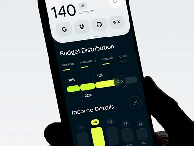 UX/UI Design - AI Financial Management App ai animation app budget crm details distribution finance finances fintech income management mobile outcome product saas statistics stats ui ux