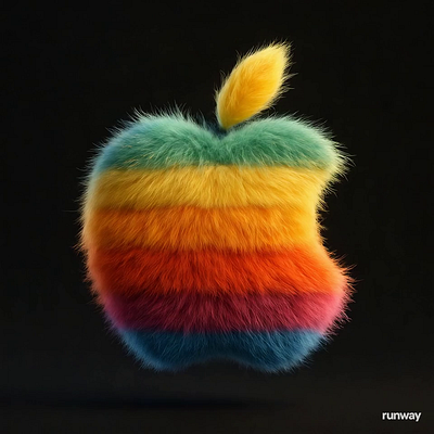 3D Fluffy Apple Logo 3d apple chatgpt fluffy logo pillow prompt rotation runway soft