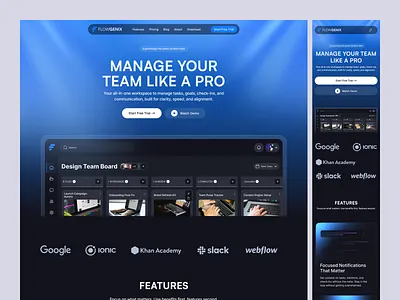 FlowGenix Landing Page UI landing page project management landing page saas ui design web app