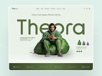 Theora- Fashion Website Hero Design clean clothing design ecommerce fahsion fashion website hero section landing page marketplace minimal modern product shop store style ui uiux website website design