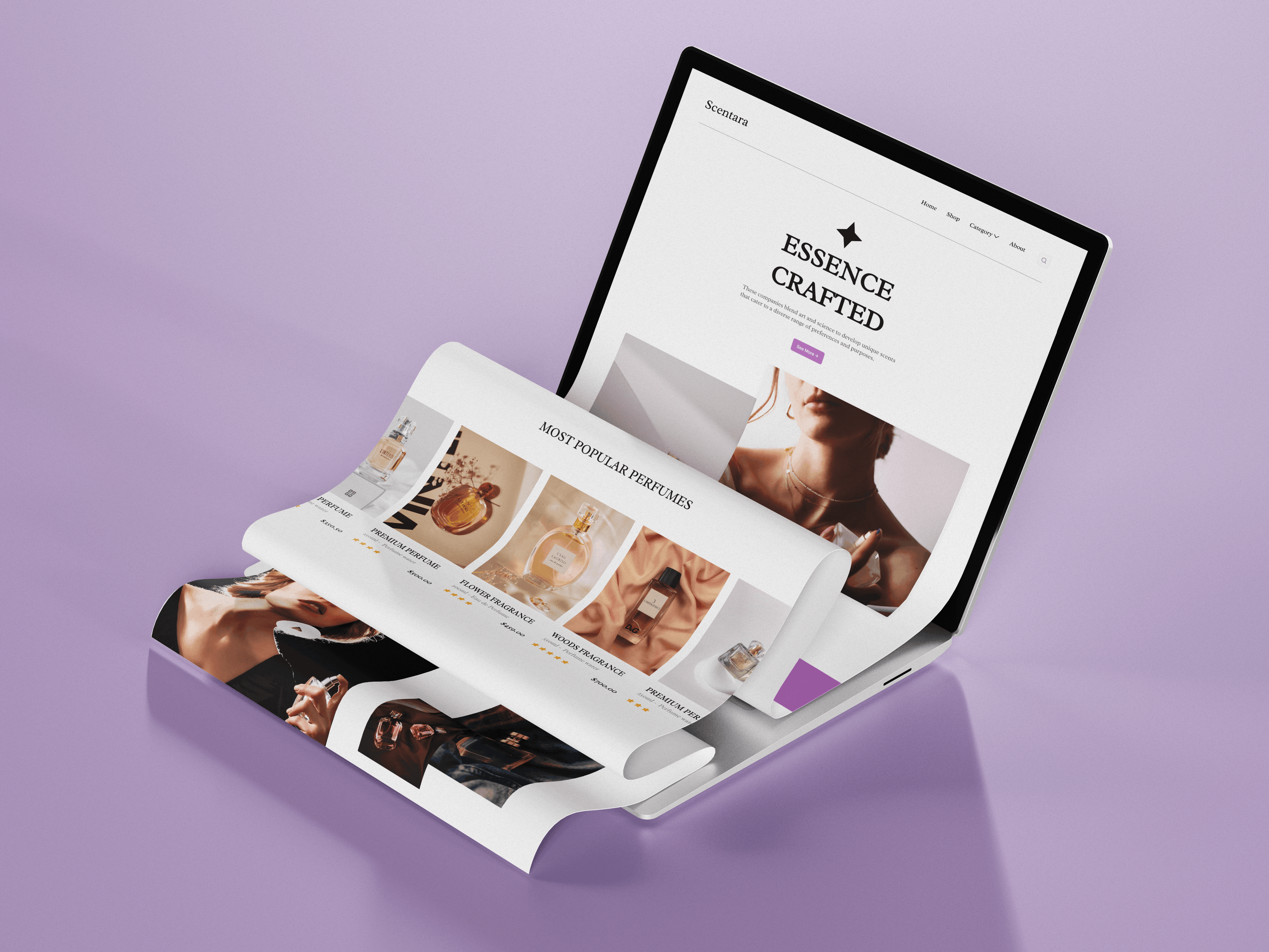 Scentara – Perfume E-commerce UI/UX Design design figma landing page portfolio shopify ui ux web web design