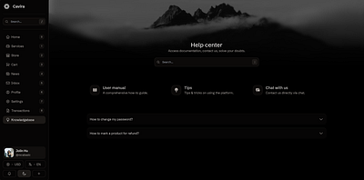 Dark help center black center dark elegant faq help intuitive minimal modern questions ui