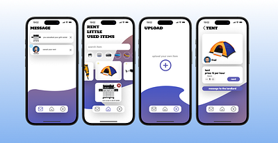 app for rent little used items minimalism phone app phone design ui