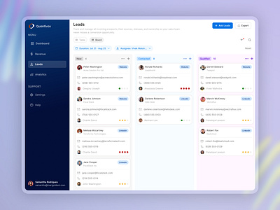 SaaS CRM Leads Kanban View crm kanban board saas ui design