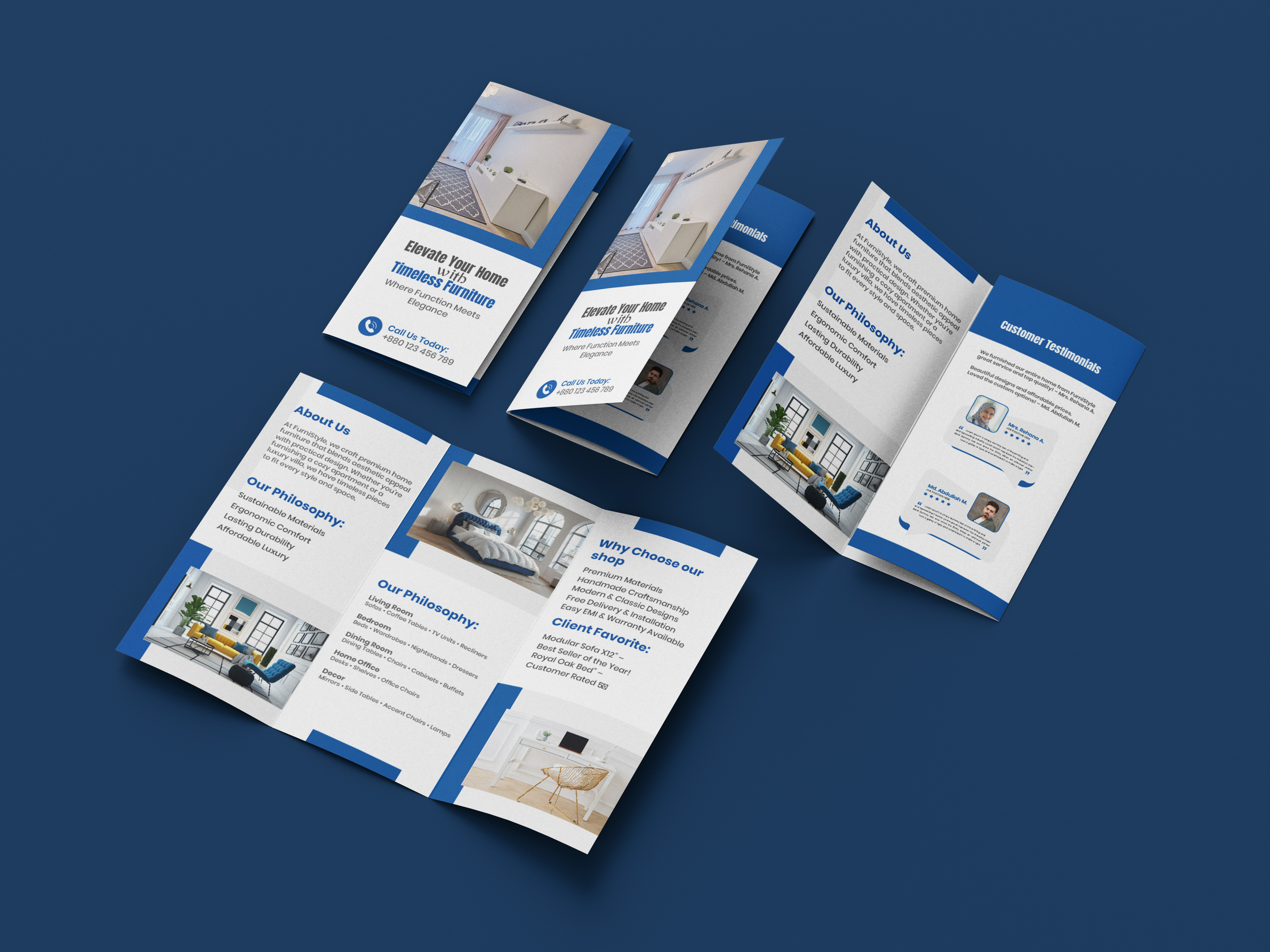 Modern Home Furniture Tri-Fold Brochure Design brochure template