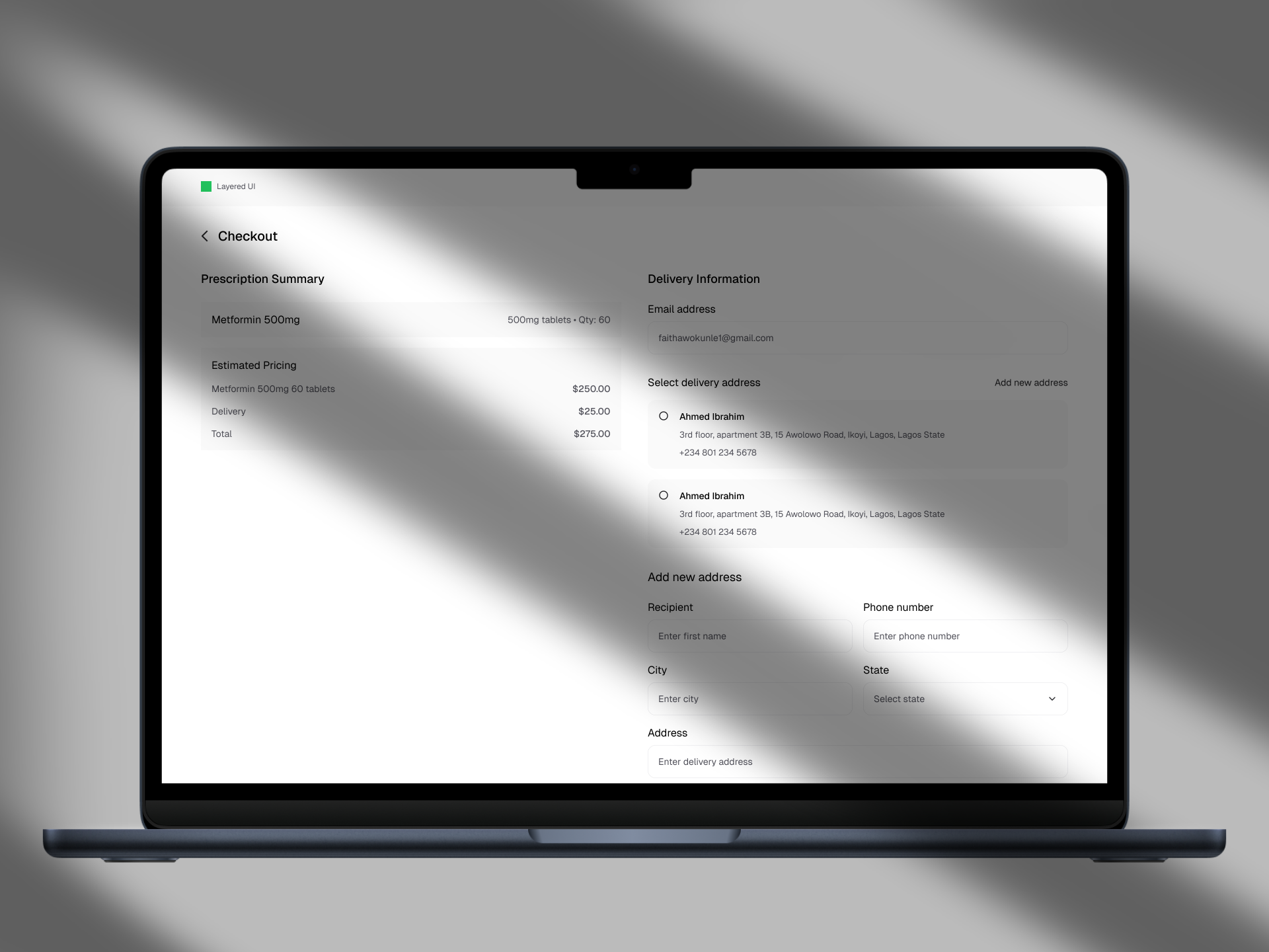 Patient Checkout – Drug Purchase UI checkout daily ui design hospital medical payment ui web web app
