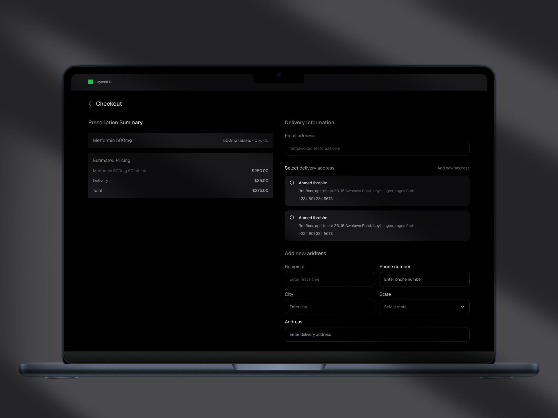 Patient Checkout – Drug Purchase UI checkout daily ui design doctor hospital patient payment ui web web app
