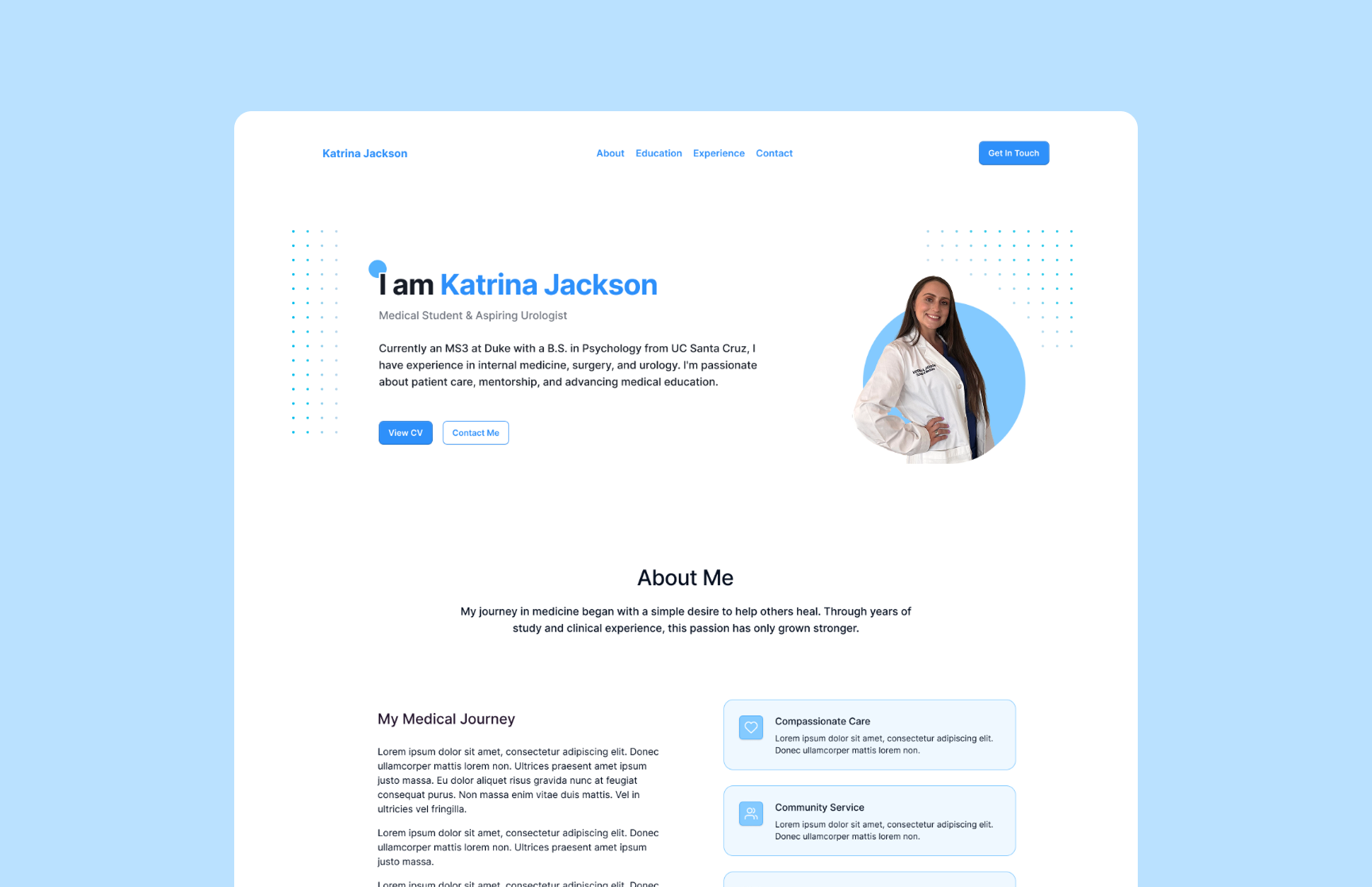 Medical Student Portfolio graphic design layout medical portfolio student ui