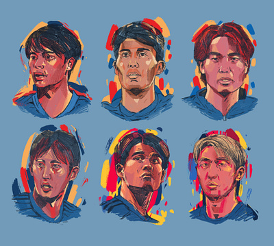 Japan's team players - Football character football illustrated illustrated football illustrated world cup illustration illustrator japan japan football japan footballers japan illustrated people portrait portrait illustration soccer soccer illustrated team world cup illustrations