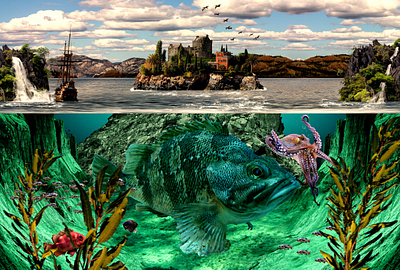 (Photoshop) Ocean Split-View art artistic graphic design photoshop
