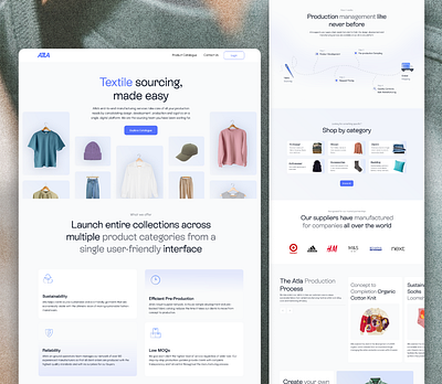 ATLA Global - Textile sourcing Made easy clean landing page modern textile ui design ux design