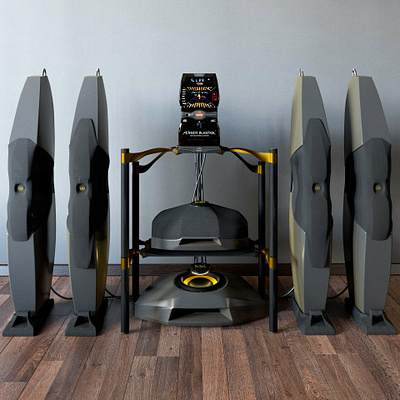 Speaker system MoM RX-100 (my design model) 3ds max amplifier audio industrial design