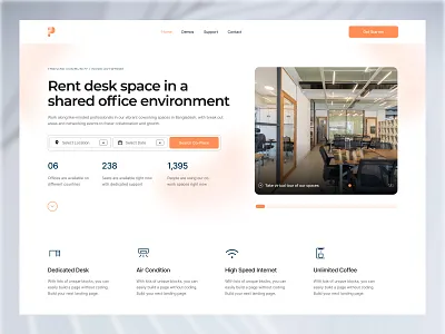 Co-working Place - Landing Page - Website - UI Design co working coworking life framer template framer templates landing page minimal design modern web design office product design ui ui inspiration ui showcase ui trends user interface design ux web design website template workspace
