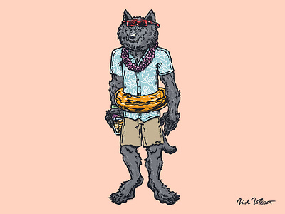 Pool Party Werewolf halloween illustration illustrator party pool pool party summer werewolf wolf man