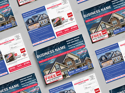 Roofing Services Postcard Design advertising design