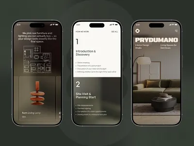 Prydumano Mobile UI/UX Design — Interior Spaces with Soul airbnb appartments booking interior ios mobile mobile app mobile design property real estate responsive