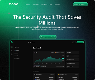 Landing page design for Web3 security auditing company branding design ui webdesign