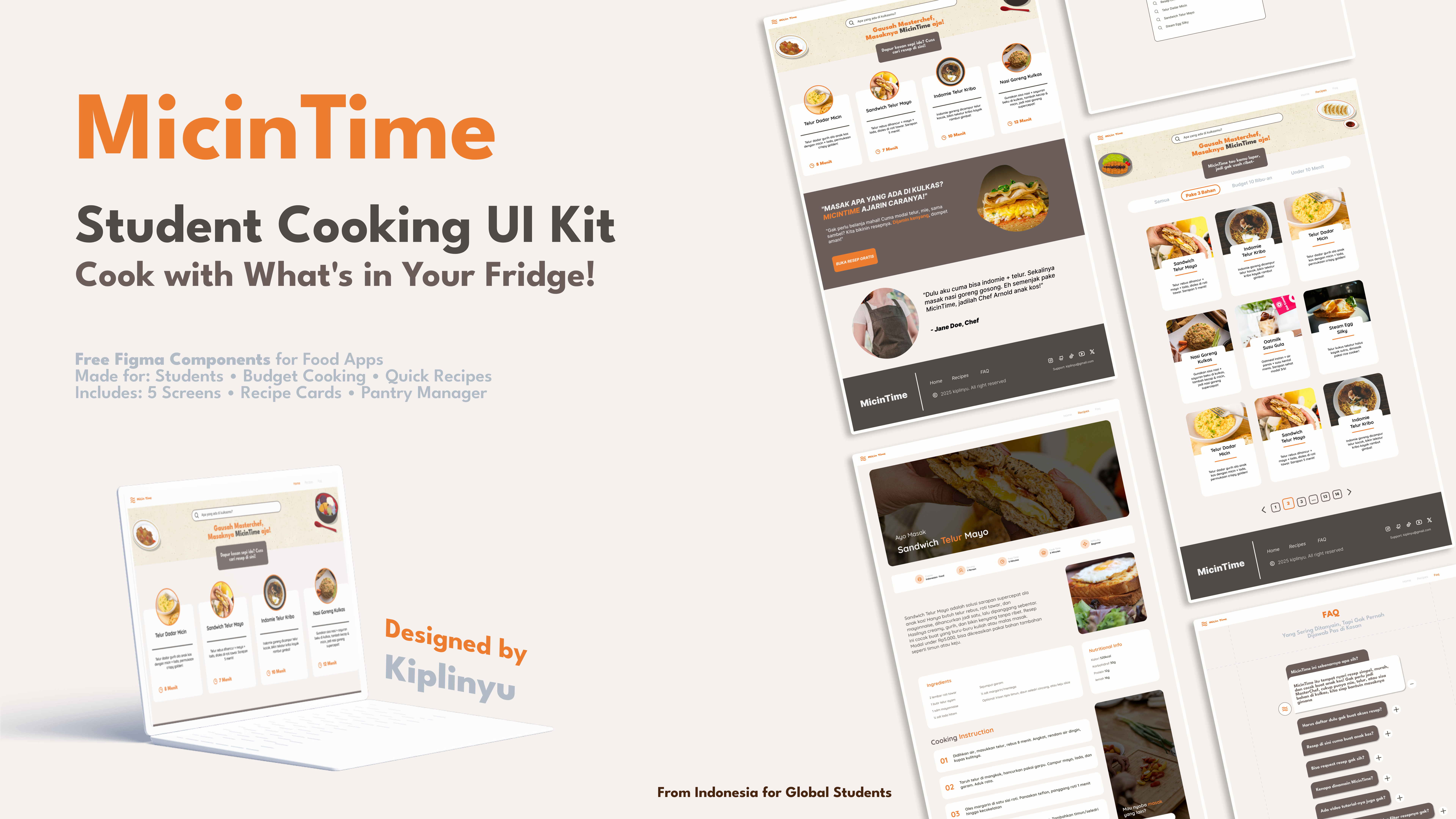 MicinTime – Student Cooking UI Kit app dashboard design food menu recipe simple ui