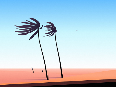 Perseverance art illustration blue cloud coconut tree desert design digital art digital illustration draw illustration landscape nature painting sky tree vector vector illustration wallpaper wind wind force