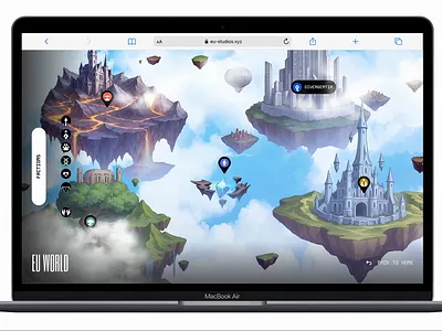 Interaction World Map - EU Studios Web3 anime fictional worls framer game ui interaction design interactive map micro interaction motion design nft project story driven design ui design ux design web design web3 web3 design world building