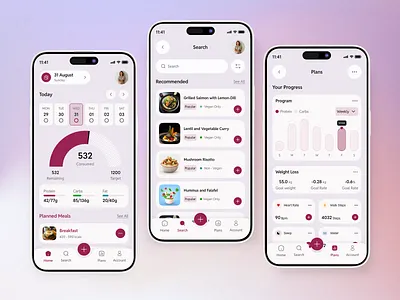 Meal planner iOS mobile app "Purple Carrot" app app design clean cooking daily plan diet diet app diet tracking food health meal meal plan meal plan app meal planning minimal mobile app planning recipe ui