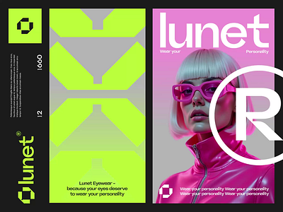 Lunet : Eyewear - Visual Identity accecorries animation brand brand book brand guideline branding clean design eyeglasses eyewear eyewear brand fashion graphic element layout logo design logotype marketing motion graphics pattern sun glasses supergraphic