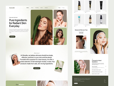 Glowdia - Skincare Landing Page Design beauty tech ecommerce landing page natural products oripio personal care product design responsive design skin care skincare skincare dashboard skincare landing page skincare landing page design skincare website skincare wedsite design ui design ux design web design wed
