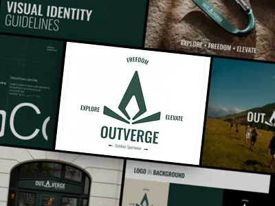 OUTVERGE - Outdoor Sportwear Visual Identity Brand Guideline ad bold brand book brand collateral brand guideline branding design graphic design logo marketing merchandise motion graphics outdoor professional sport sport logo sportwear template visual guideline visual identity