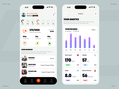 Fitness App Design adom app app design app ui fitness app fitness app design fitness tracker app gym app ui ux workout app