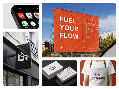 Grind Rush Branding: Custom Coffee Logo & Brand Identity Design 3d animation brand identity branding design graphic design icon logo logo design motion graphics ui visual identity