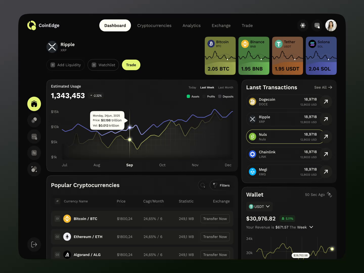Example of Dashboard Front End Development Services