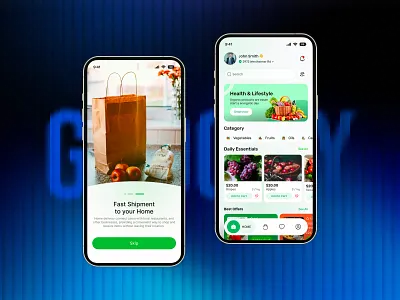 Grocery Mobile App UI UX app design graphic design