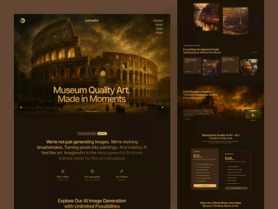 Museum Quality Ai Art Generator Landing Page ai ai home page aiart animation art ai converting website design home page landing page minimal museum museum landing page museum website oilpainting premium wesite sajon ui ux website website design