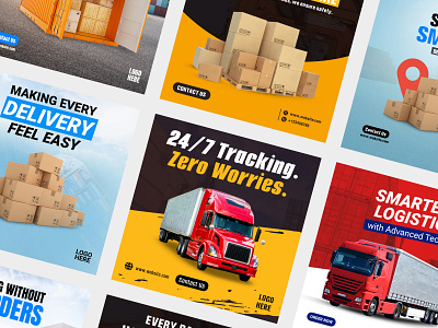 Logistic, Courier Service Linkedin Post and carousel design car carousel courier courier banner linkedin linkedin carousel linkedin carousel design linkedin post logistic logistic banner logistic service