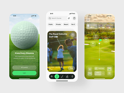 Golf GPS & Scorecard App aiinsports appdesign gamedashboard golfapp golfdesign golfercommunity golfgps golflifestyle golfmobile golftracker gpsapp mobile app design mobileapp scorecard sportstracking statstracking swinganalyzer teetime uiux wearosapp