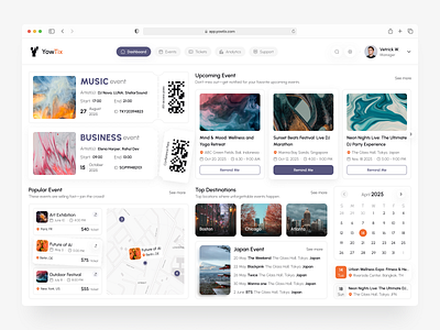 YowTix - Event Dashboard concert create event dashboard dashboard design dashboard ui designyow event app event booking event dashboard event management event platform event ticketing events map modern design saas saas dashboard ticket ui design user dashboard