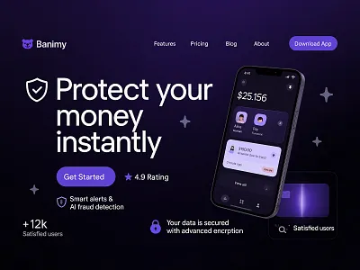Banimy - Website Landing Page design bankingapp ui