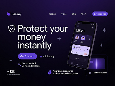 Banimy - Website Landing Page design bankingapp ui