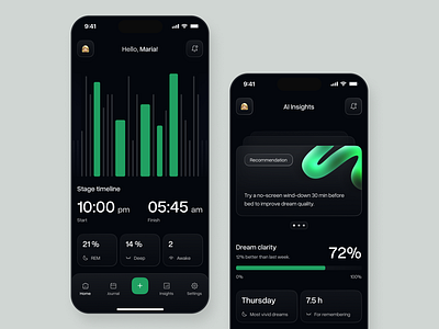 AI sleep assistant app ai android app chat dark mode design ios layo mobile statistic studio ui ux